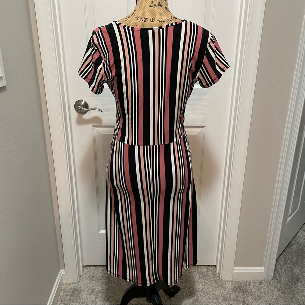 Striped Wrap-Front Dress - Picture 5 of 8
